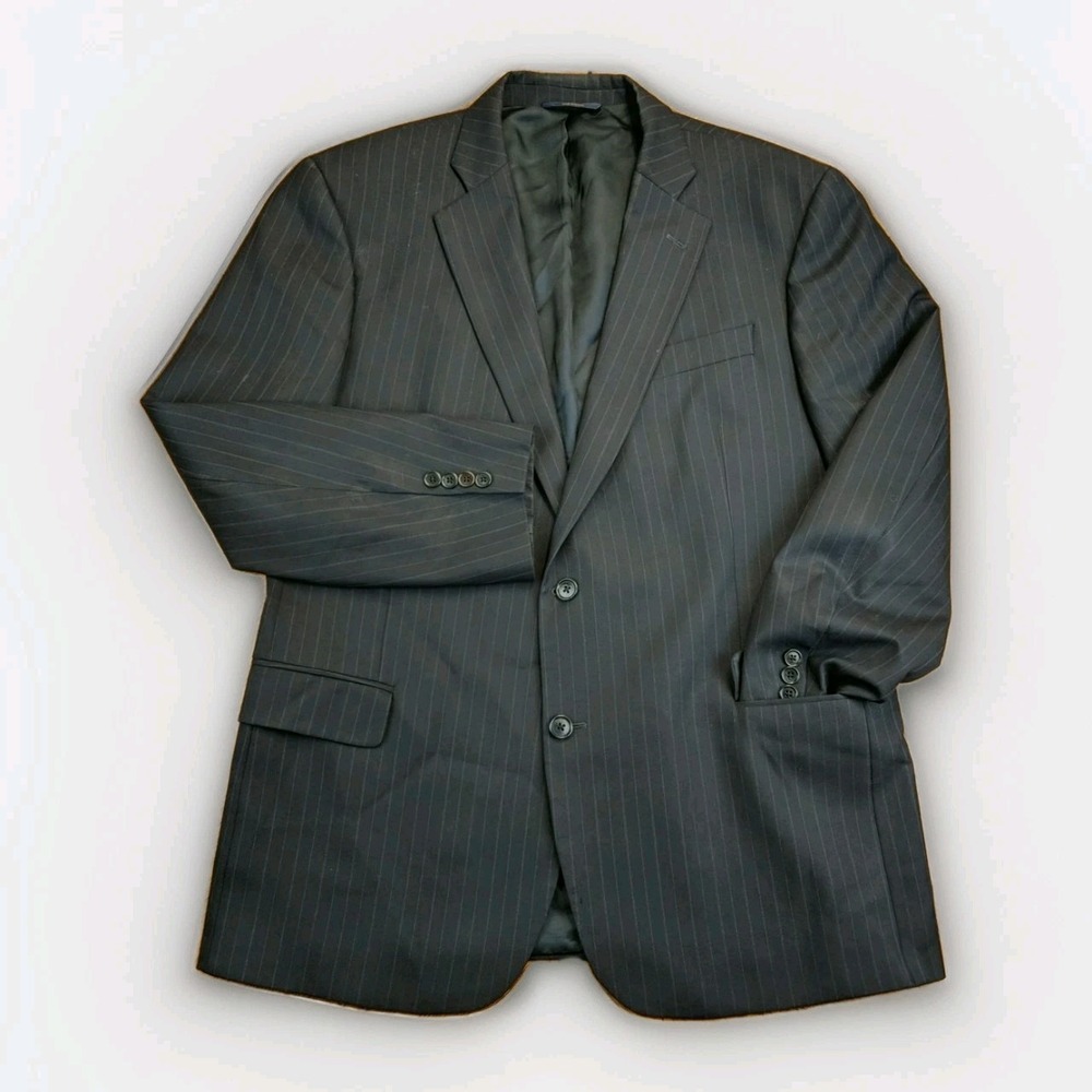 Brooks Brothers 1818 Fitzgerald Suit‎ Coat 45R Wool Black Pinstripe